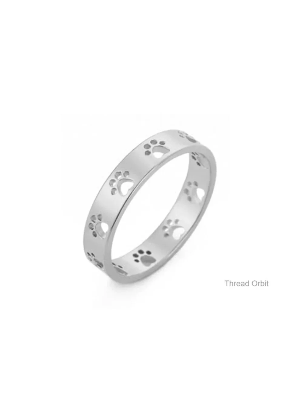 Adjustable Paw Print Stacking Rings Stainless Steel Pet Lover Band Minimalist